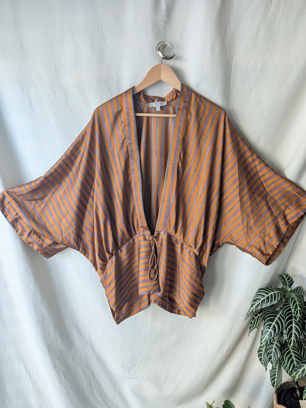 Striped Orange & Blue Kimono Top
